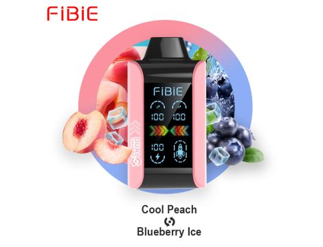 E papieros  FIBIE DUAL FLAVORS na 15000 puffs z podwójnym smakiem COOL PEACH-BLUEBERRY ICE 2 IN 1